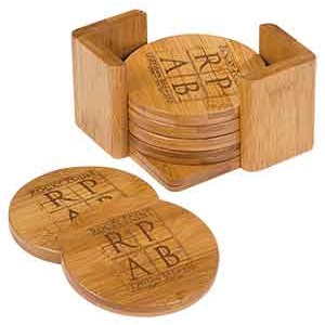 Round Bamboo 6 Coaster Set