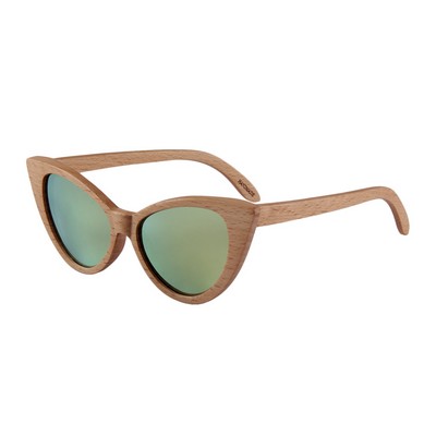 Beech Wood Sunglasses - Yellow Mirror Polarized Lenses - Beech Wood Frames