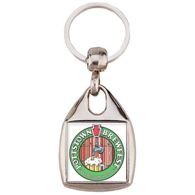 Metal Key Tag, Oval Shape with Square Printed Image on 2 Sides