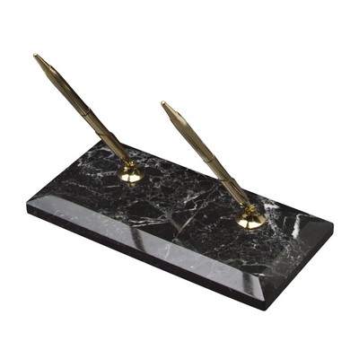 Black Zebra Marble Rectangular Double Pen Stand