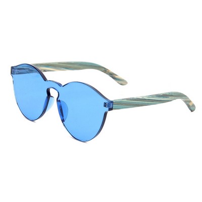 Bamboo Sunglasses - Blue Lenses