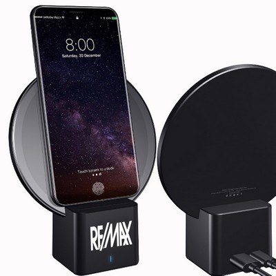 Round Wireless Charger Stand w/Night Light