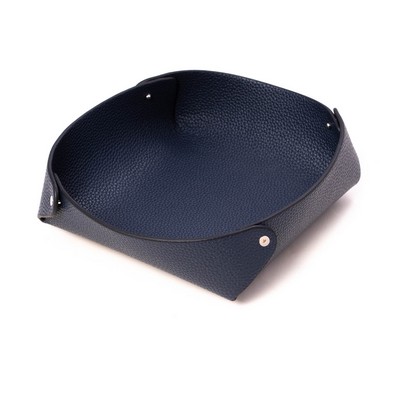 Leather catchall valet tray in lay flat design