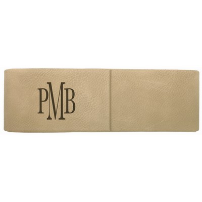 Light Brown Laser Engraved Leatherette Double Pen Case (6 1/2" x 2")