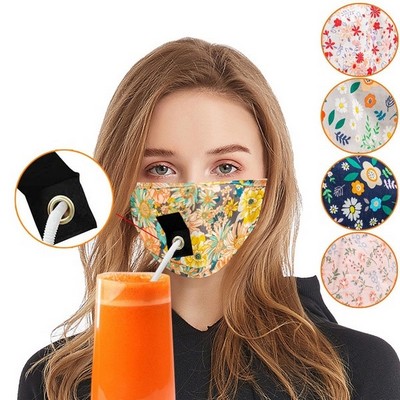 Drinking Mask with Hole for Straw