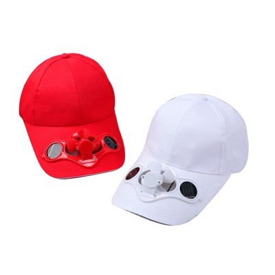 Solar Power Cool Fan Baseball Cap with Switch