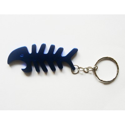 Fishbone Shaped Aluminum Bottle Opener Key Tag