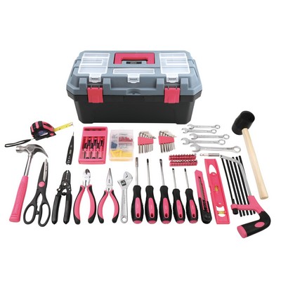 Pink Apollo Tools 170 Piece Household Tool Kit w/ Tool Box