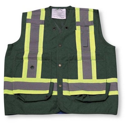 100% Polyester Mesh Forest Green Surveyor Vest w/Mesh Back