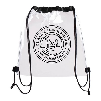 Clear Waterproof Stadium Drawstring Backpack