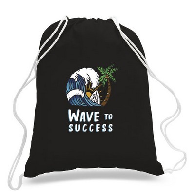 Large Colored 100% Cotton Drawstring Backpack - Full Color Transfer (17"x20")