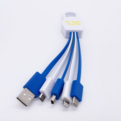 White/Blue 4-in-1 Fast Charging Cable Squid Cable