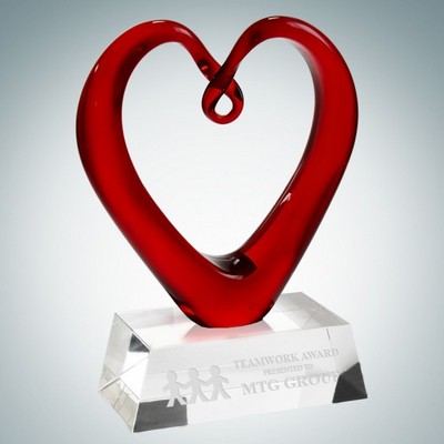 Art Glass The Whole Heart Award w/ Clear Base