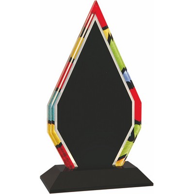 8" Stained Glass Diamond Acrylic Award w/Black Base