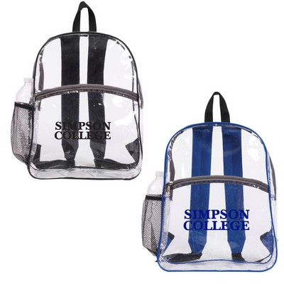 Clear Pvc W/ Mesh Pocket Backpack