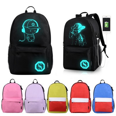 Anti-theft USB Waterproof Reflective Print Backpack