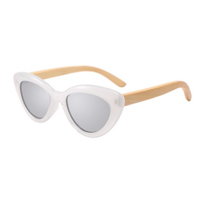 Wooden Sunglasses - Clear Frames & Silver Mirrored Lenses