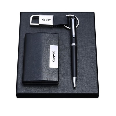 3 in 1 Business Gift Set, Business Card Holder, Pen and Keychain