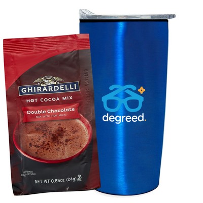 Promo Revolution - 20 Oz. Straight Tumbler w/Plastic Liner Gift Set w/Ghirardelli Hot Chocolate