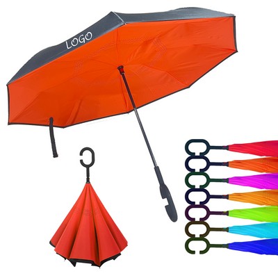 Car Inverted Umbrella With C-Shape Handle 2 Layers