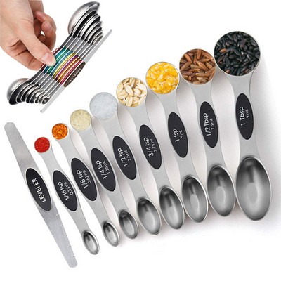 Magnetic Measuring Spoons Set of 9 Dual Sided Teaspoon