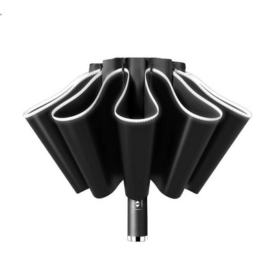 Fully Automatic Reverse Folding Travel Umbrella Inverted with LED Flashlight(10 bones)