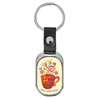 3.6" x 1.4" Oval Sublimatable Keychain with White Insert