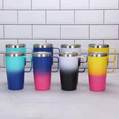 20 oz Gradient Double Wall Coffee Travel Mug with Handle