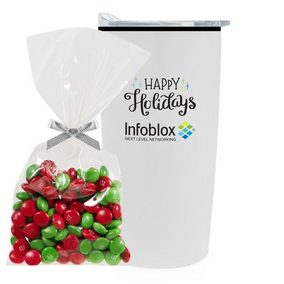 Promo Revolution - 20 Oz. Straight Tumbler w/Plastic Liner Gift Set w/Holiday M&M's® Mug Stuffer