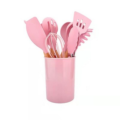 Wooden Handle Silicone Kitchenware Set