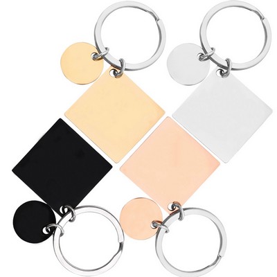 Stainless Steel Square Disc Key Chain