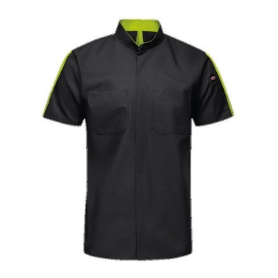 Red Kap® Two-Tone Short Sleeve Pro+ Work Shirt w/OilBlok & MIMIX™ - Black/Hi-Vis Yellow