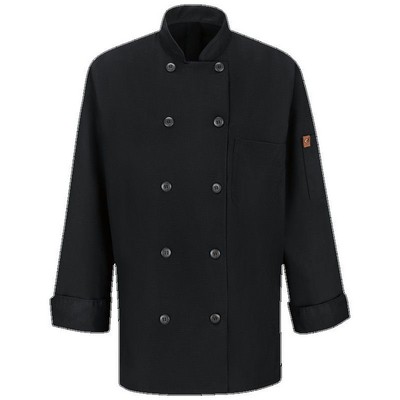 Red Kap™ Women's Long Sleeve Chef Coat w/OilBlok & MIMIX™ - Ten Button - Black