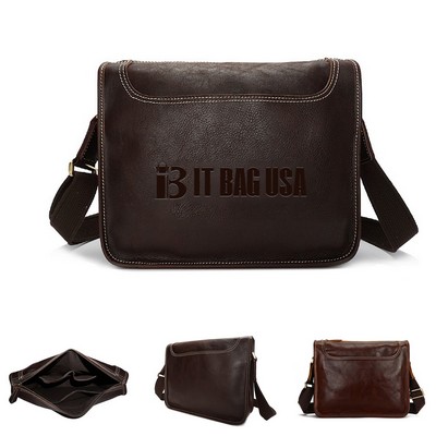 12 Inches Men'S Leather Messenger Bag