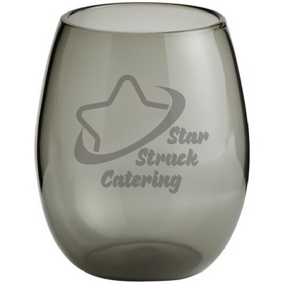 Deep Etched or Laser Engraved Pangea 15 oz. Gray Stemless Wine Glass