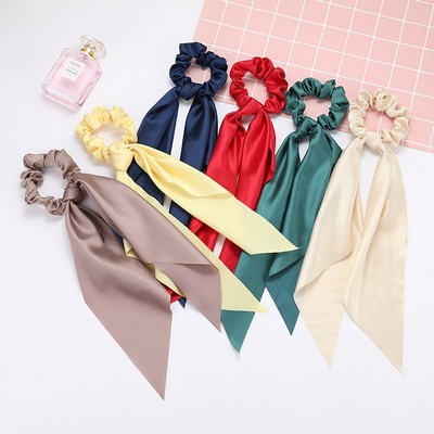 Girls Elastic Silky Knotted Hair Ribbon Ties