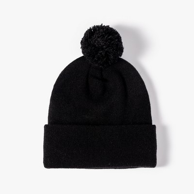 Jacquard Knitted Beanies with Pom-Pom