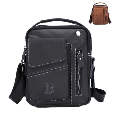 Genuine Leather Outdoor Leisure Style Men's Crossbody Bag