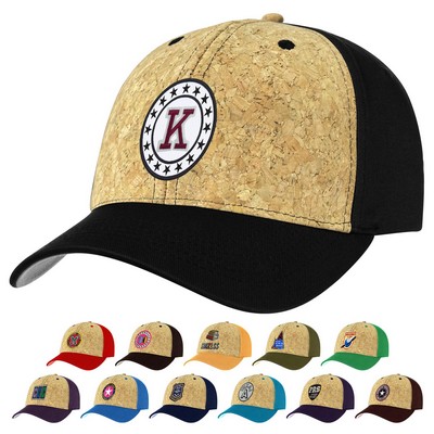 Two Tone 6 Panel Cork Trucker Baseball Cap