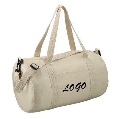 Cotton Canvas Barrel Duffel Bag