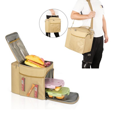 Lunch Bag Bento Cooler With Adjustable Strap And Zip Closure