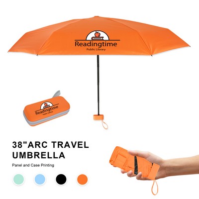 38" Arc Telescopic Folding Travel Umbrella with Eva Case