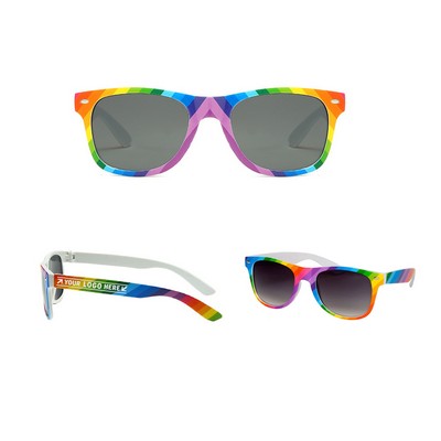 White Pride Rainbow Print Sunglasses