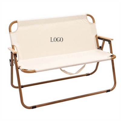 Aluminium Alloy Wood Grain Double Folding Chair with Logo