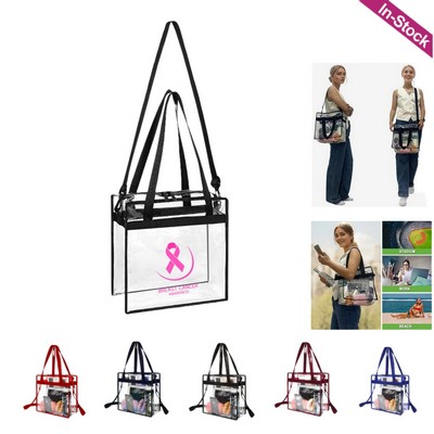 Stadium Approved Clear Tote Bag with Zipper Closure and Adjustable Strap