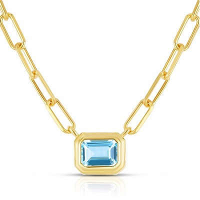 Jilco Inc. Blue Topaz Paperclip Necklace