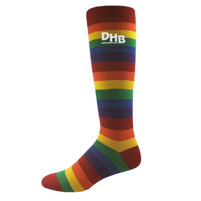 Rainbow Striped Dress Socks with Oversized DTF