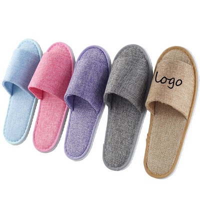 Linen Half Wrap Open Toe Slippers