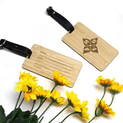 Eco-Friendly Bamboo Double-Sided Travel Luggage Tag