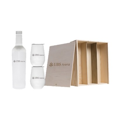 Wine Growler & Tumbler Set with Wooden Box and Bottle Slot